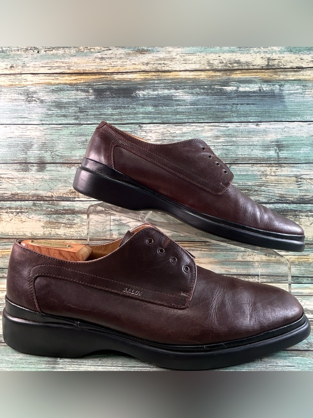 Bally Romedo Oxford Shoes Mens Size 10.5D Soft Brown Leather Italy Made Dress